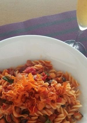 女子会ランチ♡なすとトマト缶の簡単パスタ-レシピのメイン写真