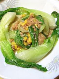 見た目もきれい♪チンゲン菜とツナ炒め-レシピのメイン写真
