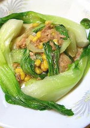 見た目もきれい♪チンゲン菜とツナ炒め-レシピのメイン写真
