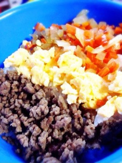 ヨシダソースで簡単三色丼-レシピのメイン写真