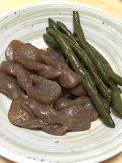 コンニャクといんげん豆の炒め煮-レシピのメイン写真