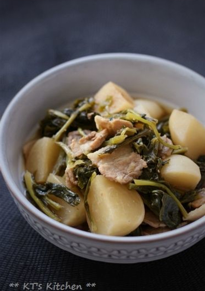葉っぱも丸ごと♪カブと豚肉の煮物-レシピのメイン写真