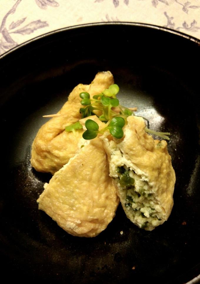 白だしで簡単♪お豆腐と卵のふわふわ巾着煮-レシピのメイン写真
