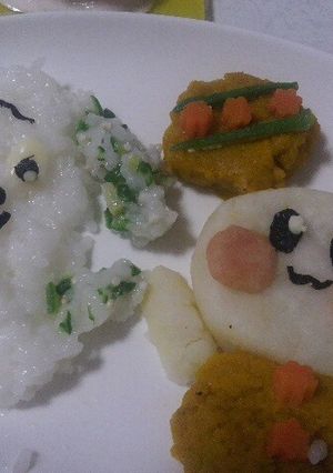 ワンワンとうーたんの1歳誕生日プレート-レシピのメイン写真