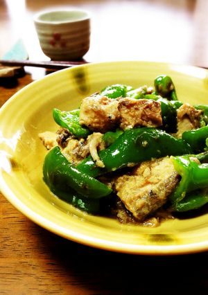 大人の味♡鯖缶とピーマンの山葵炒め-レシピのメイン写真