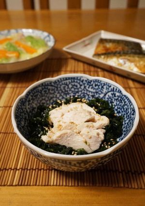 かに酢で円やか☆あおさと蒸し鶏の酢の物-レシピのメイン写真
