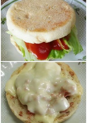 チーズとろけるコンビーフのハンバーガー♪-レシピのメイン写真