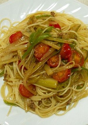 セロリーのきんぴらでパスタ-レシピのメイン写真