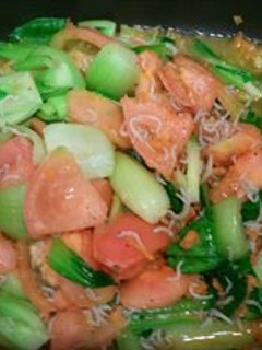 トマトと葉野菜のちりめんじゃこ炒め-レシピのメイン写真