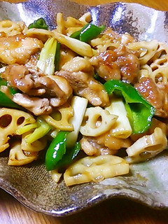 レンコン鶏もも肉の甘辛炒め♪-レシピのメイン写真
