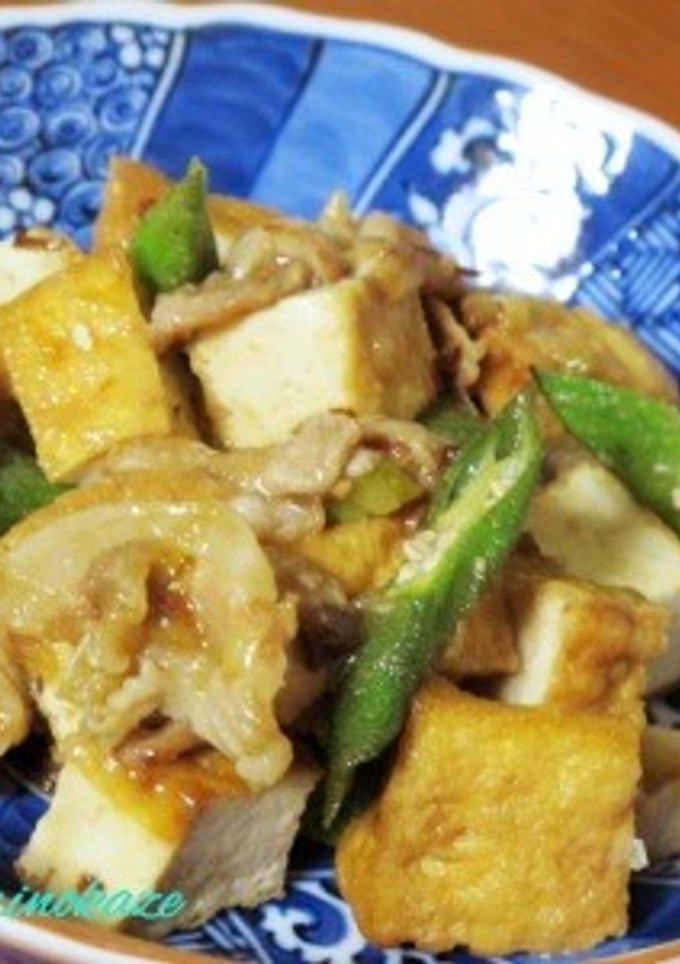 豚と厚揚げとオクラの炒め物-レシピのメイン写真