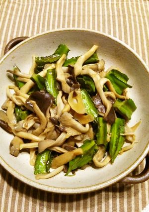 ひらたけ*四角豆のバターにんにく醤油♪-レシピのメイン写真