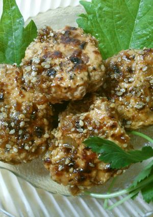 ネギ入り 美味しい 鶏つくね 照り焼きで-レシピのメイン写真