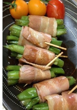 簡単もう一品 きぬさやのベーコン巻き-レシピのメイン写真