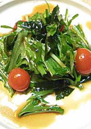 簡単ドレッシングで水菜とワカメのサラダ-レシピのメイン写真