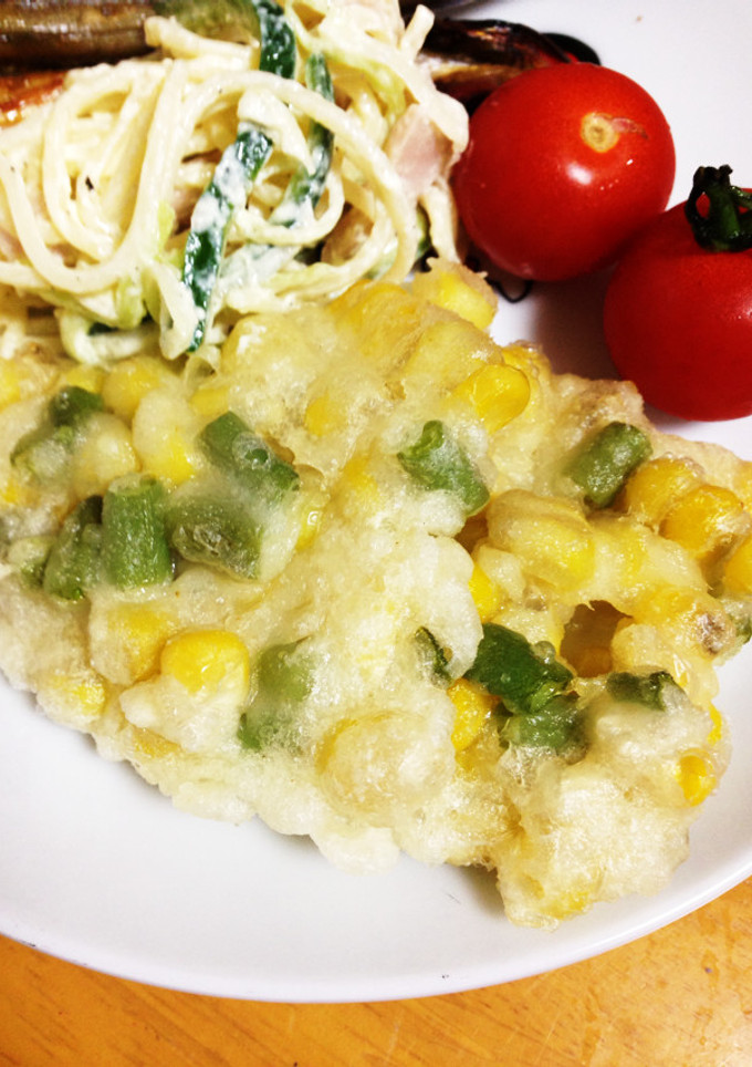 簡単♪とうもろこしといんげんのかき揚げ♪-レシピのメイン写真