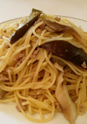 挽肉・ナス・エリンギの和パスタ-レシピのメイン写真