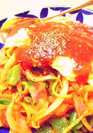 焼きそばナポリタンのオムライス風♪-レシピのメイン写真