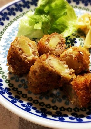 リンゴとチーズin豚薄切り肉のカツ-レシピのメイン写真