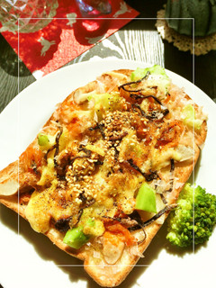 椎茸軸&ブロ茎のキムチカレートースト-レシピのメイン写真