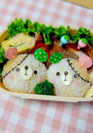 お弁当ハロウィン つぎはぎ うさぎ くま-レシピのメイン写真