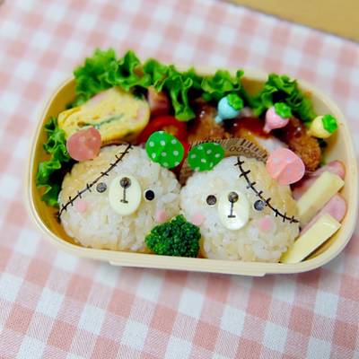 お弁当ハロウィン つぎはぎ うさぎ くま