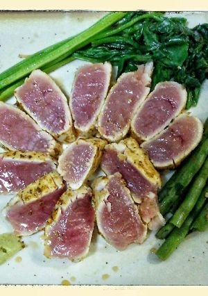びん長まぐろの塩レアステーキ (カレー)-レシピのメイン写真