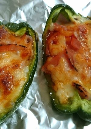 お弁当に♪ハムとチーズのピーマンカップ焼-レシピのメイン写真