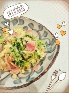 豆苗とベーコンの卵炒め-レシピのメイン写真