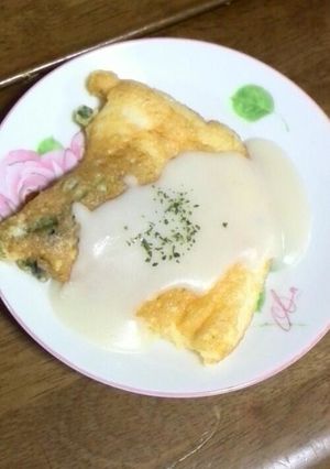 ふわふわたまごのクリームソースのせ-レシピのメイン写真