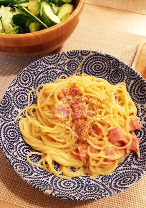 満腹め、簡単な生クリームなしカルボナーラ-レシピのメイン写真