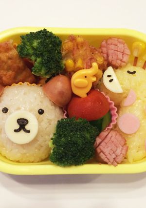 動物キャラ弁 クマとキリン-レシピのメイン写真