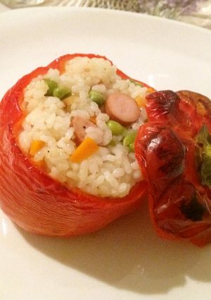 パプリカのお米詰めオーブン焼き-レシピのメイン写真