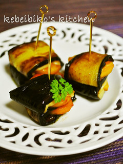 さっと1品*焼き茄子と柿のミルフィーユ-レシピのメイン写真