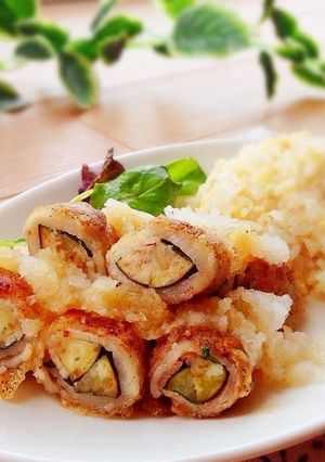 ✿茄子の豚バラ巻き♡バターおろしポン酢✿-レシピのメイン写真