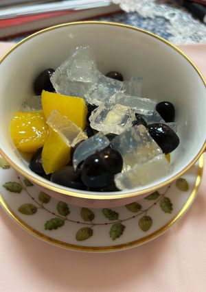 桃の缶詰の汁で美味しい簡単 レンジで寒天-レシピのメイン写真