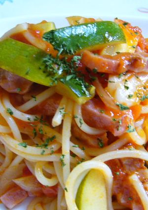 レンジで作る２♪ベーコンのトマトパスタ-レシピのメイン写真