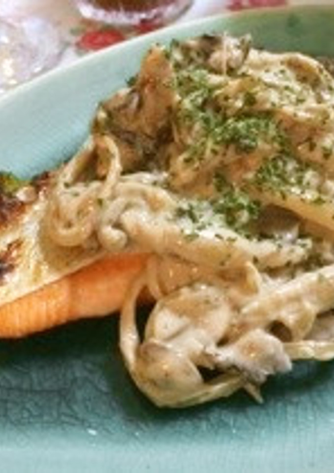 鮭のきのこクリームソース添え-レシピのメイン写真