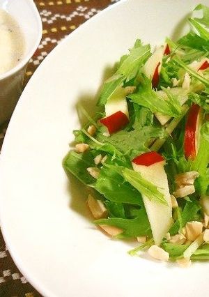 水菜とリンゴとナッツのヨーグルトサラダ-レシピのメイン写真