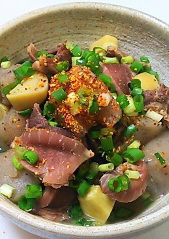スタミナ満点！砂肝と蒟蒻の塩にんにく煮-レシピのメイン写真