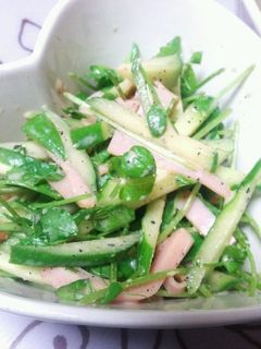 豆苗とハムの胡麻マヨ和え-レシピのメイン写真