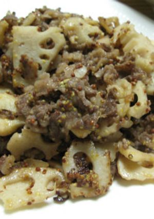 新レンコンと牛肉のマスタード炒め-レシピのメイン写真