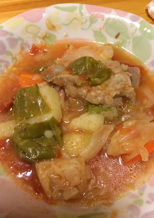 圧力鍋で！！スペアリブと野菜のトマト煮-レシピのメイン写真