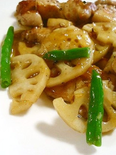 レンコン・インゲン・豚肉の中華塩炒め-レシピのメイン写真