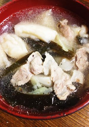 れんこんと昆布と豚肉♡食べるおつゆ-レシピのメイン写真