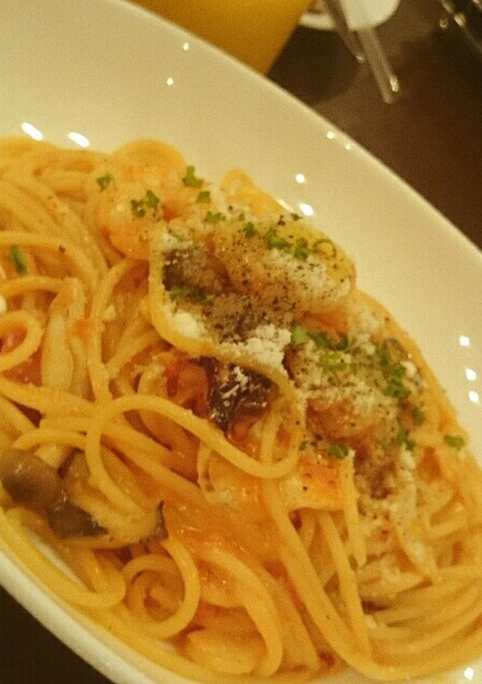 簡単本格海老ときのこのクリームパスタ-レシピのメイン写真