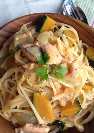 秋色かぼちゃパスタ！キムチクリーム-レシピのメイン写真