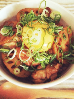 簡単♪鶏肉蓮根甘辛ネギ玉丼-レシピのメイン写真