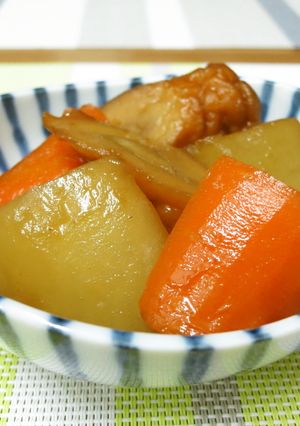 根菜とごぼう天のこっくり煮(大根と人参)-レシピのメイン写真