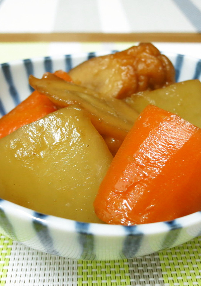 根菜とごぼう天のこっくり煮(大根と人参)-レシピのメイン写真